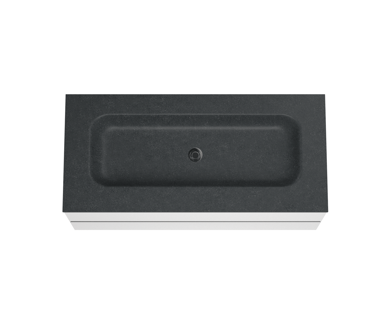 Balmani Mitra zwevend badkamermeubel 120 x 55 cm mat wit met Tablo Arcato enkele wastafel voor 2 kraangaten in graniet zwart