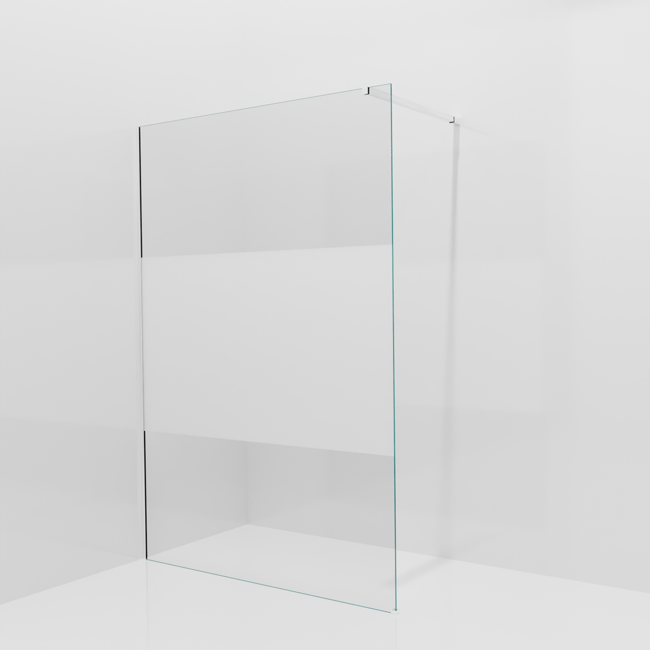 Balmani Modular Walk-In Dusche: 140 x 200 cm, Klarglas mit mattiertem Streifen, Profil Chrom glänzend