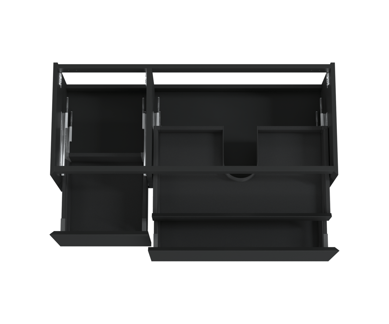 Balmani Idra meuble sous-lavabo suspendu 135 x 55 cm asymétrique droite noir mat 4 tiroirs