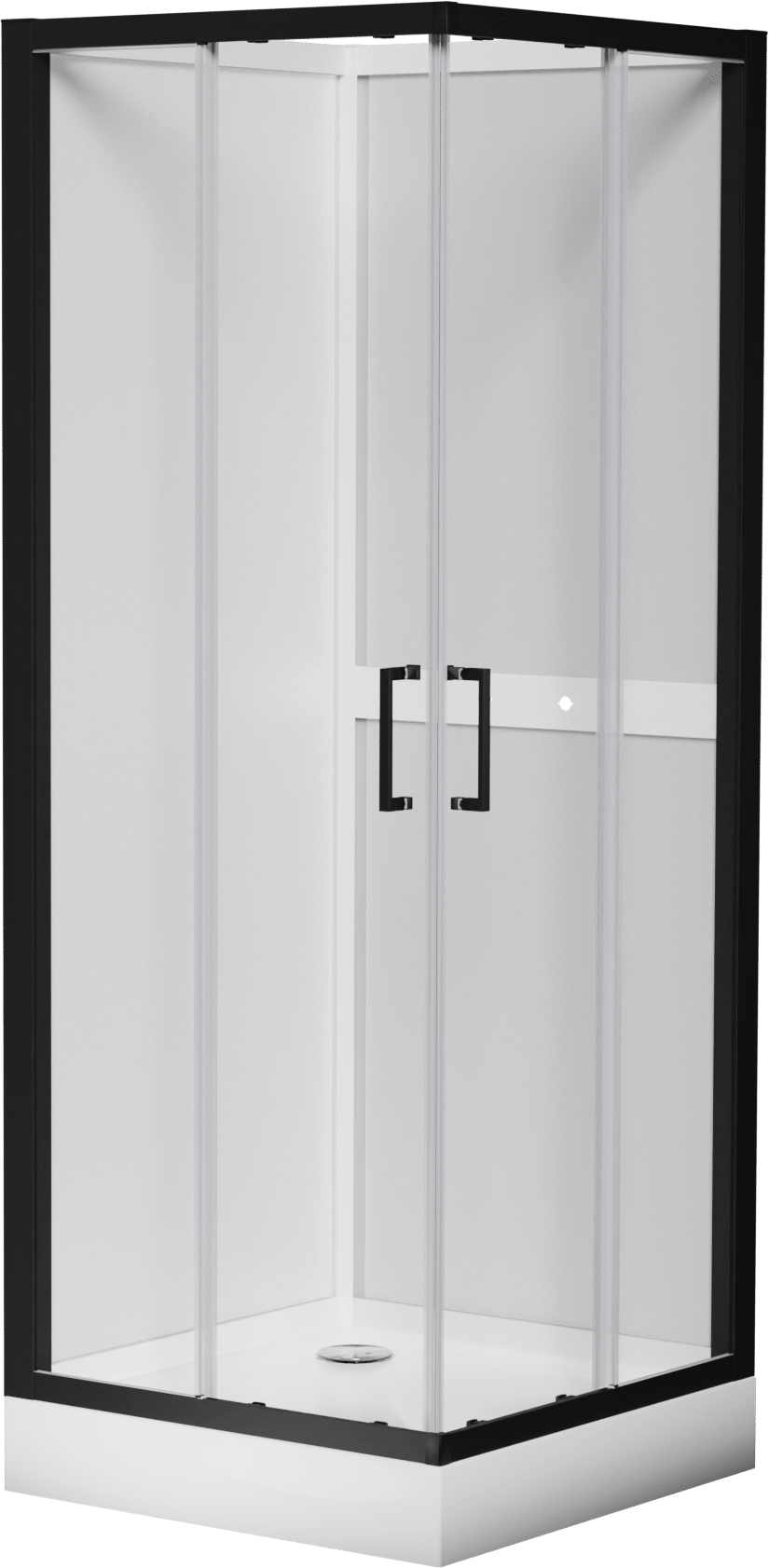 Luca Varess Talan complete douchecabine met schuifdeuren 80 x 80 cm helder glas mat zwart profiel