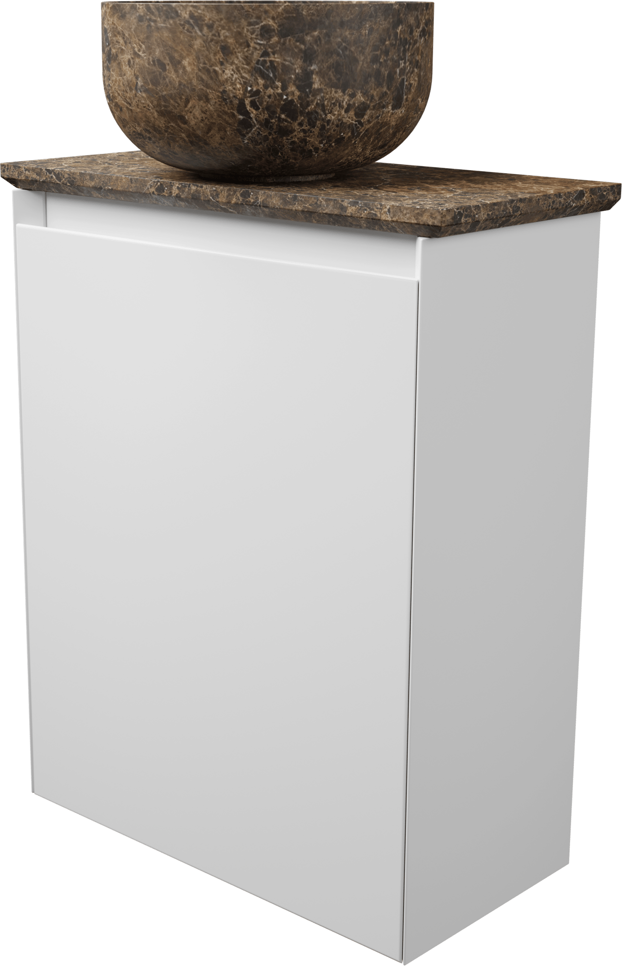 Balmani Mitra zwevend toiletmeubel 42 x 21 cm mat wit met Facetta tablet en Bowl waskom in Dark Emperador marmer