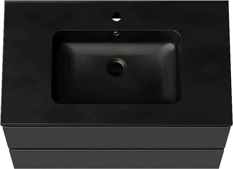 Linie Lado zwevend badmeubel 80 x 46 cm mat zwart met Vano enkele wastafel in composietmarmer mat zwart
