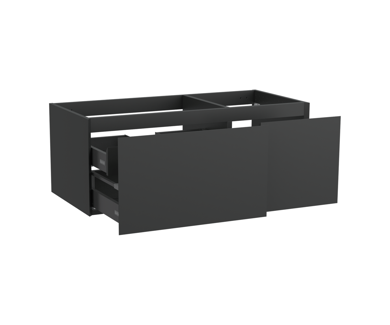 Balmani Idra meuble sous-lavabo suspendu 120 x 55 cm asymétrique gauche noir mat 4 tiroirs