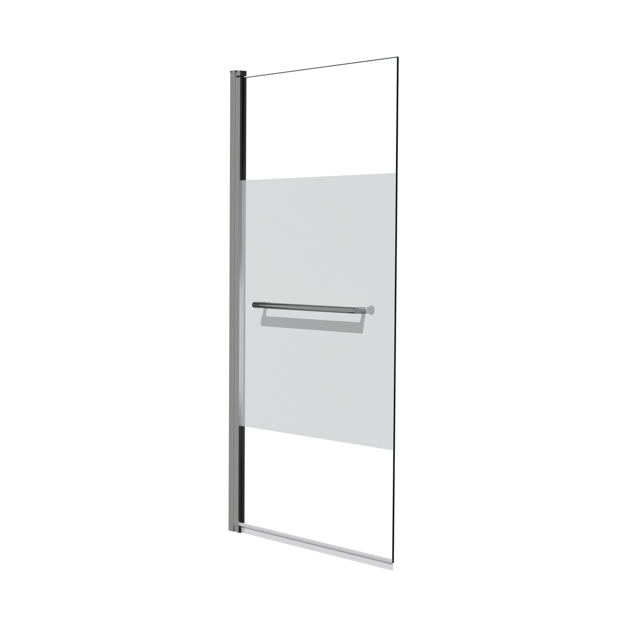 Luca Varess Kuresa enkele badwand 85cm helder glas met matte strook glanzend chroom profiel