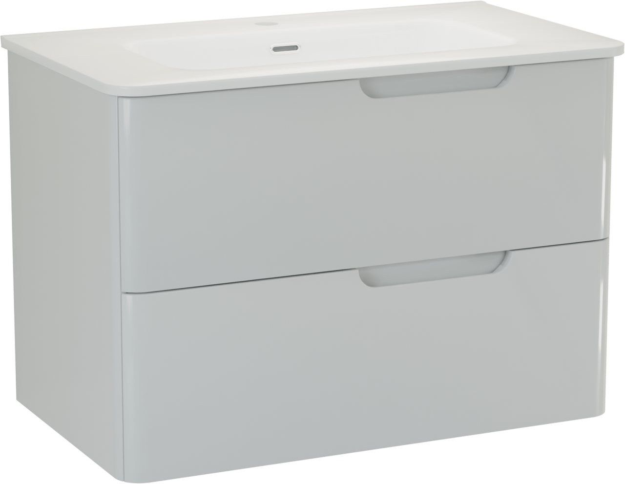 Linie Curvo meuble salle de bains suspendu 80 x 46 cm blanc brillant avec Baro Curvo plan simple en porcelaine blanc brillant