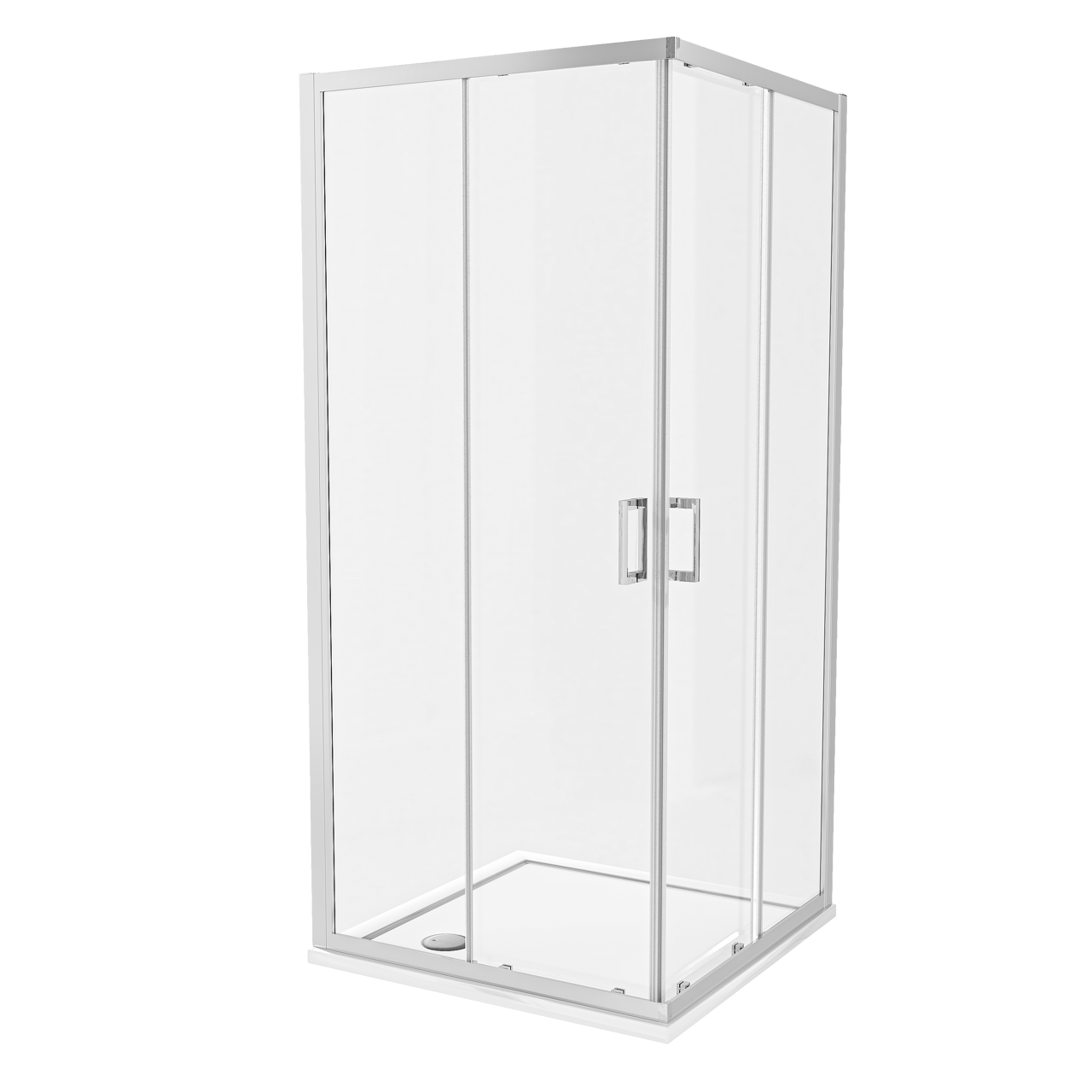 Luca Varess Vidor paroi de douche avec accès d'angle et 2 portes coulissantes 90 x 90 cm verre transparent profil chrome brillant