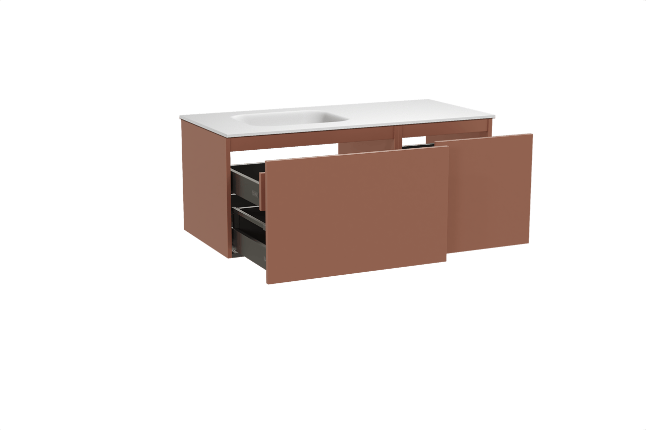 Balmani Sfera hängendes Möbelstück Set: 120 x 55 cm, Cotto, mit Tablo Arcato Waschtisch links, Solid Surface Weiß matt