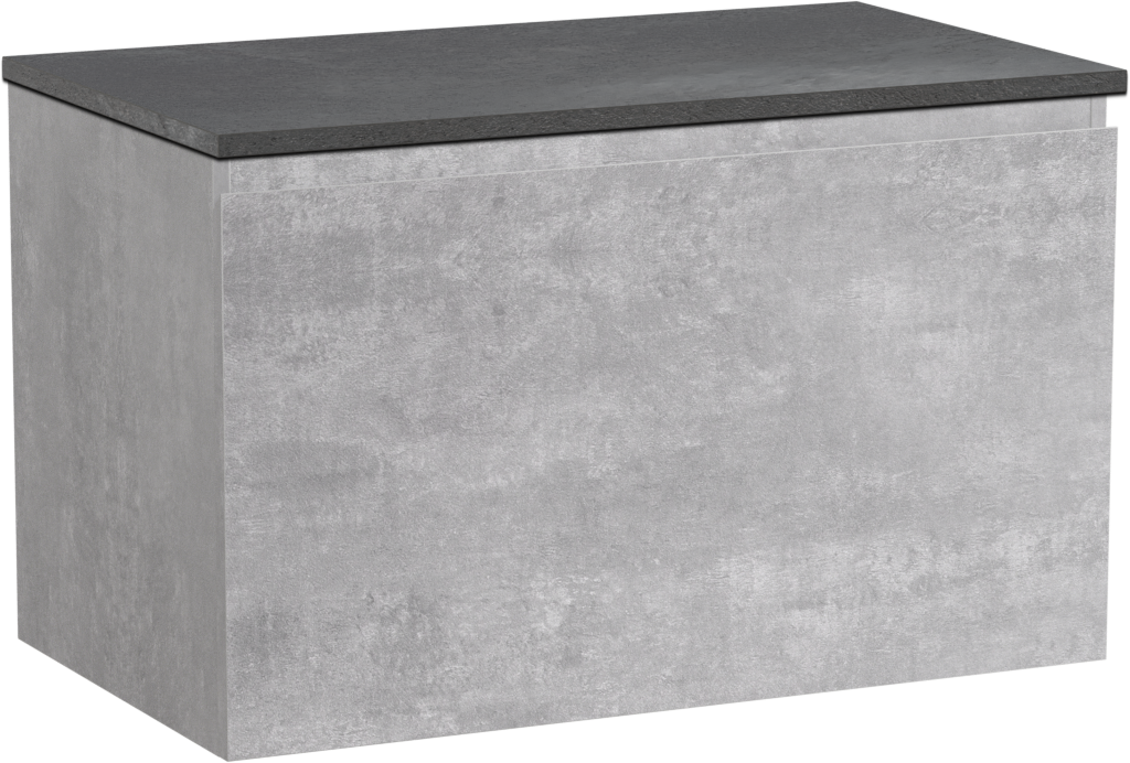 Linie Lado meuble salle de bains suspendu 80 x 46 cm béton gris foncé avec Lado tablette simple en mélaminé ardoise gris