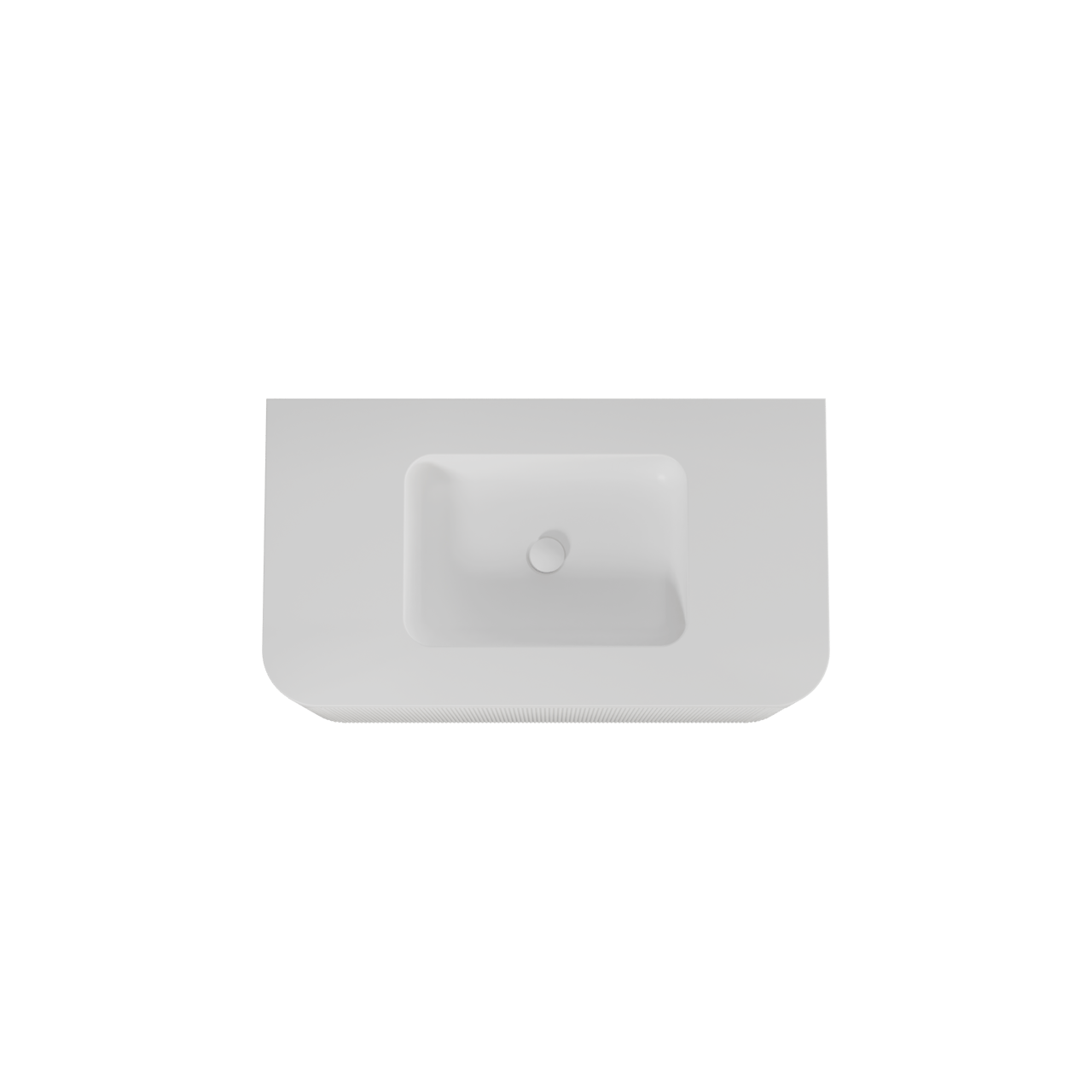 Balmani Moon zwevend badkamermeubel 100 x 55 cm mat wit met Moon enkele wastafel in solid surface mat wit, Verticale symmetrische rechte ribbel