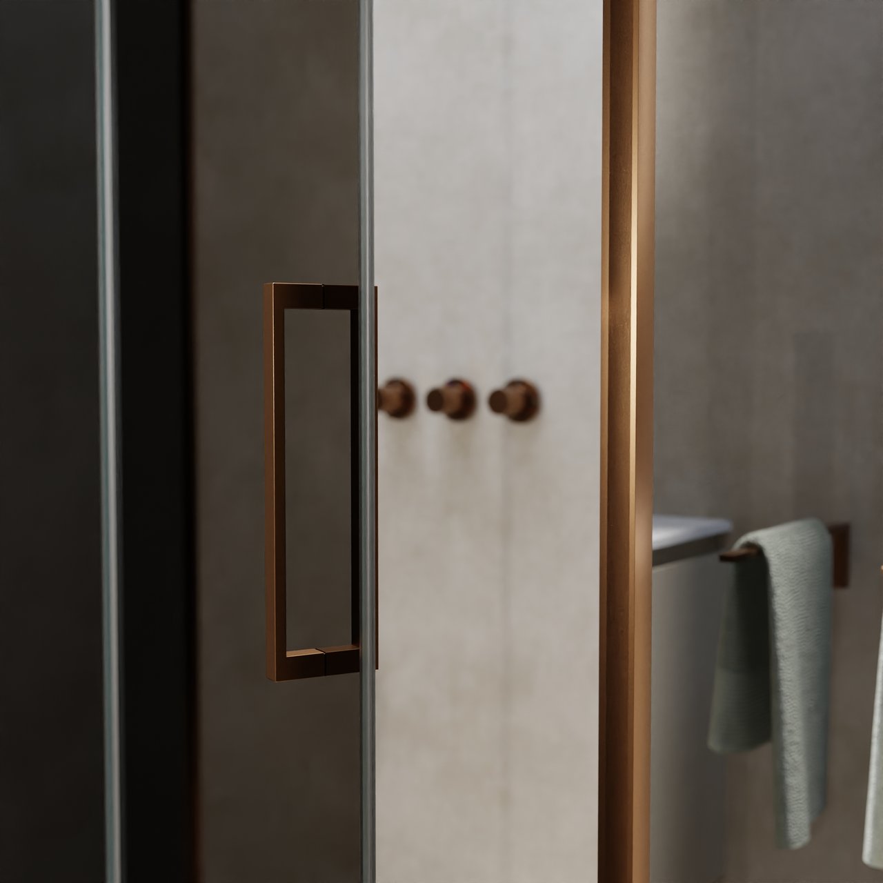 Balmani Senses Design douche en coin avec porte pivotante à gauche et paroi latérale fixe, 140 x 100 cm, Verre fumé, Profil Brushed Rosegold