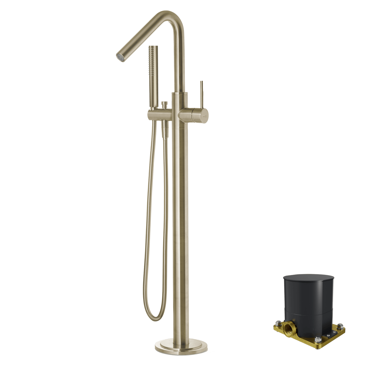 Blaufoss Round Move robinet baignoire îlot avec douchette Brushed Gold