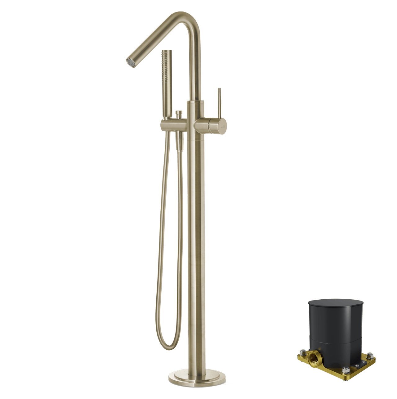 Blaufoss Round Move vrijstaande badmengkraan met douchekop Brushed Gold