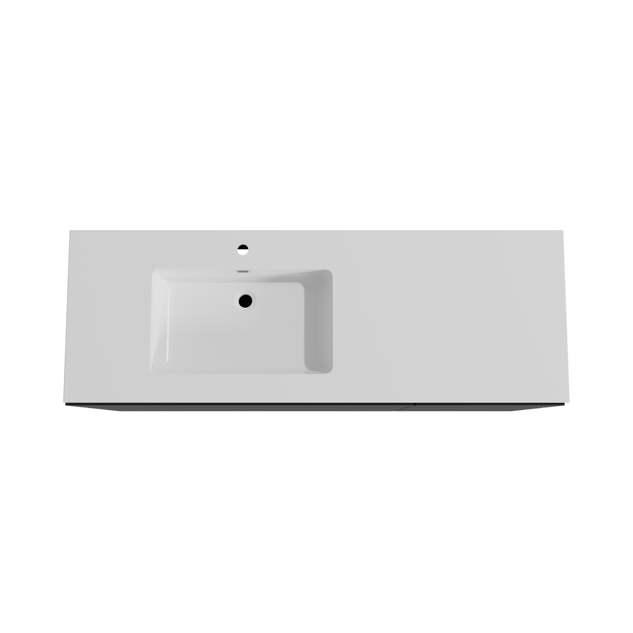 Storke Edge staand badmeubel 150 x 52 cm mat zwart met Diva asymmetrisch linkse wastafel in composietmarmer hoogglans wit