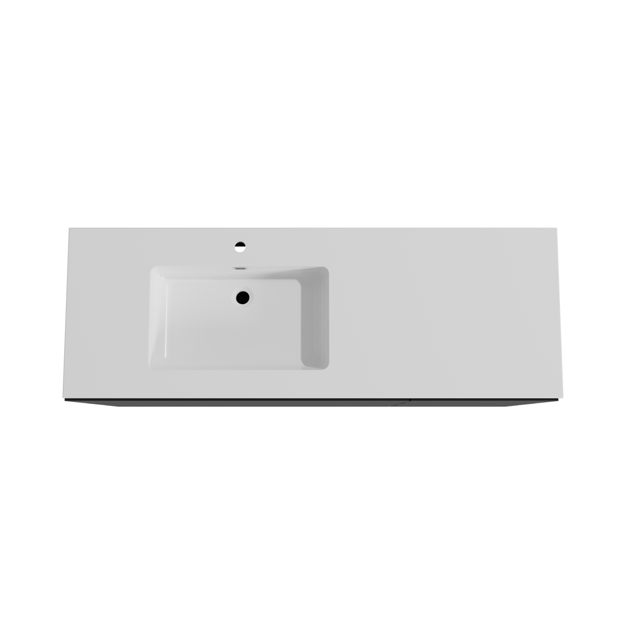 Storke Edge staand badkamermeubel 150 x 52 cm mat zwart met Diva asymmetrisch linkse wastafel in composietmarmer glanzend wit