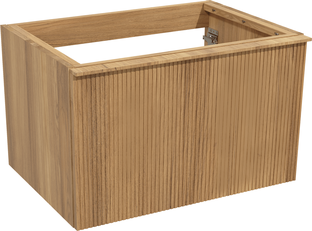Balmani Forma hängender Waschbeckenunterschrank: 75 x 55 cm, Teak, 2 Schubladen