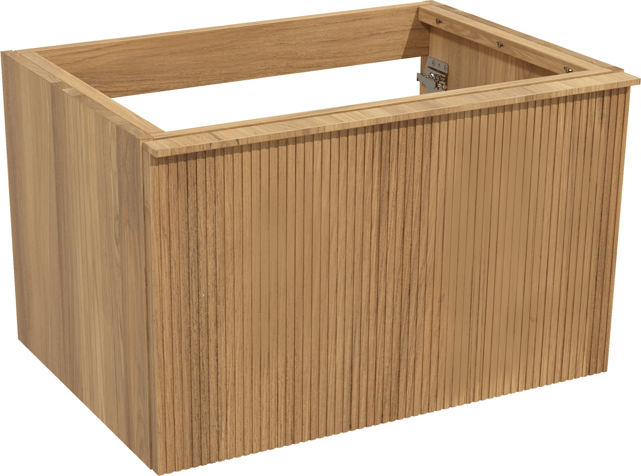 Balmani Forma zwevende wastafelonderkast 75 x 55 cm teak 2 lades vert. sym. groef