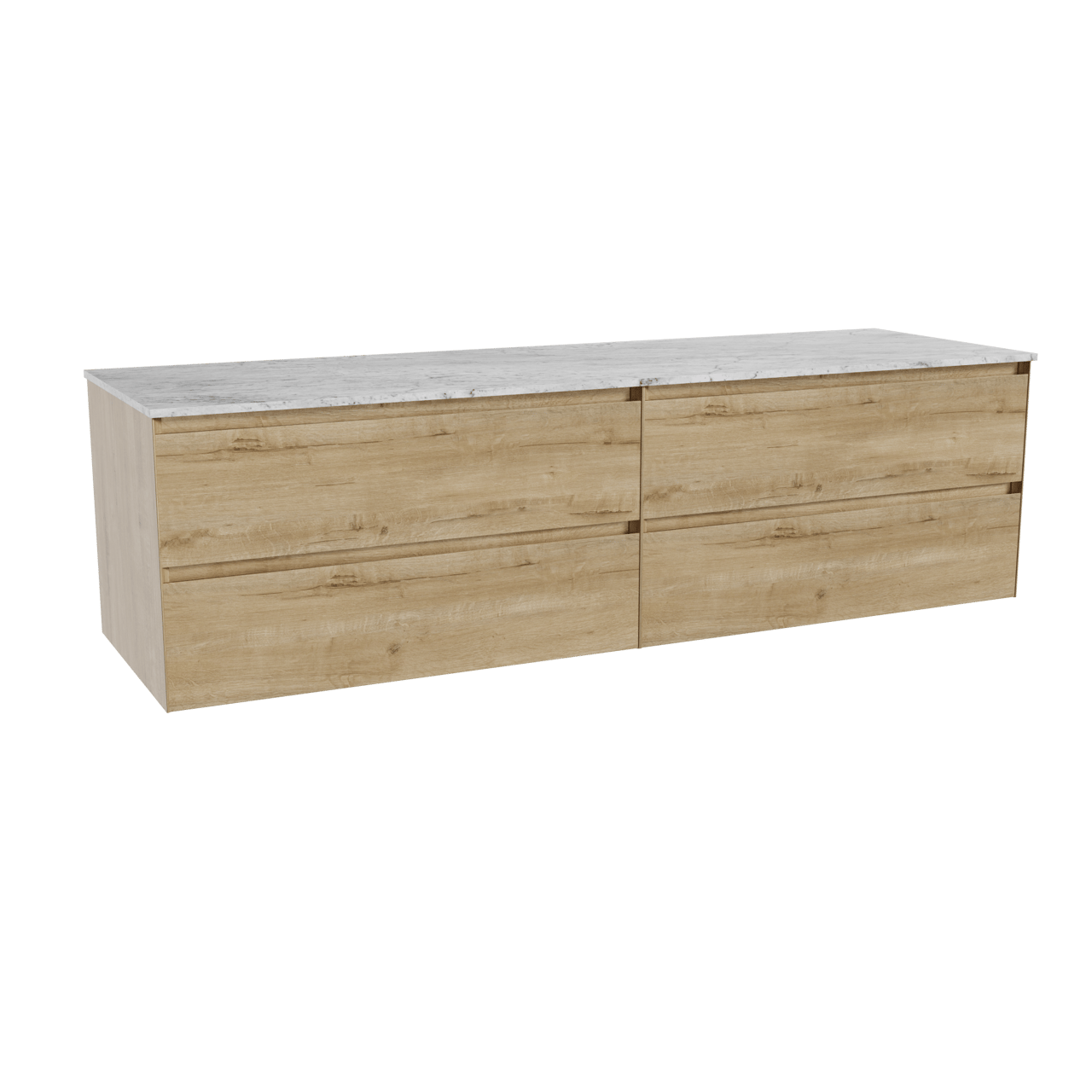 Balmani Mitra meuble salle de bains suspendu 180 x 55 cm chêne brut avec Stretto tablette simple ou double en marbre carrare