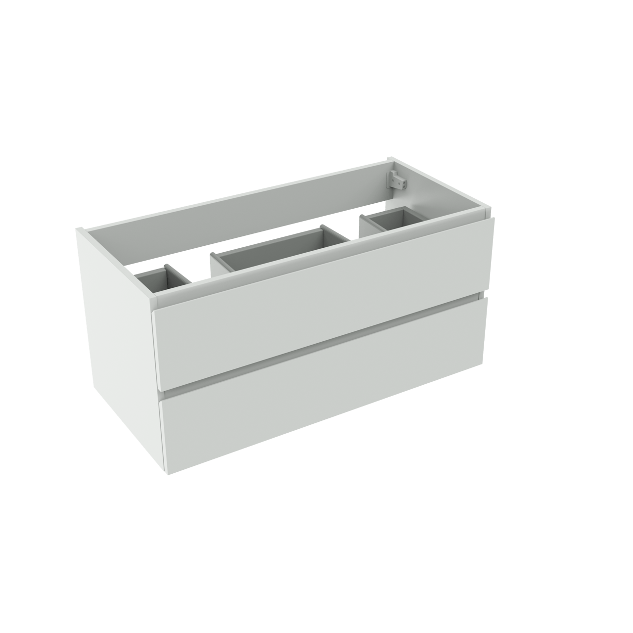 Storke Delta zwevende wastafelonderkast 100 x 48 cm 2 sifonuitsparingen mat wit 2 lades 2 sifonuitsparingen