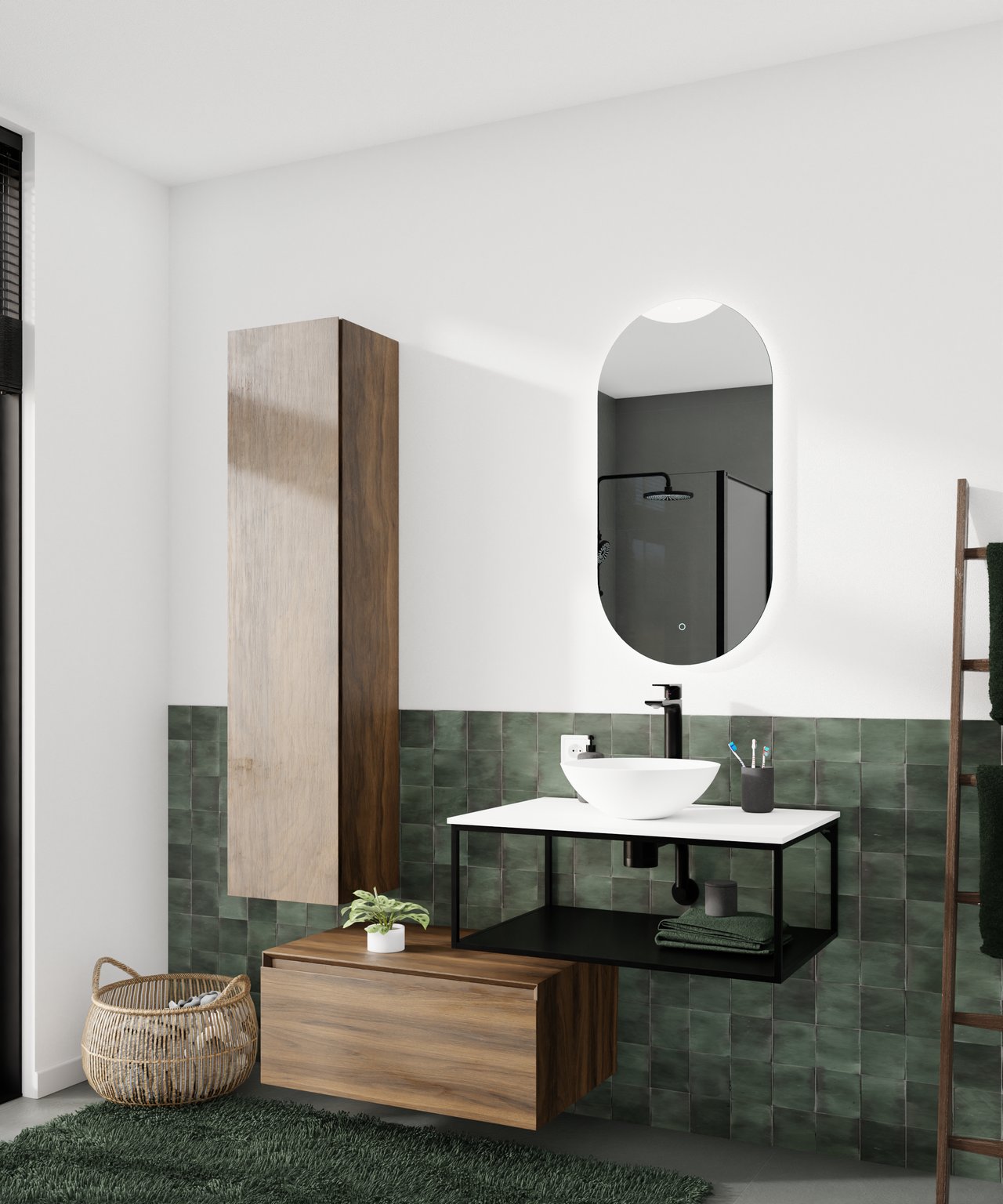 Storke Edge Modulo meuble sous-vasque suspendu 75 x 48 cm noyer 1 tiroir