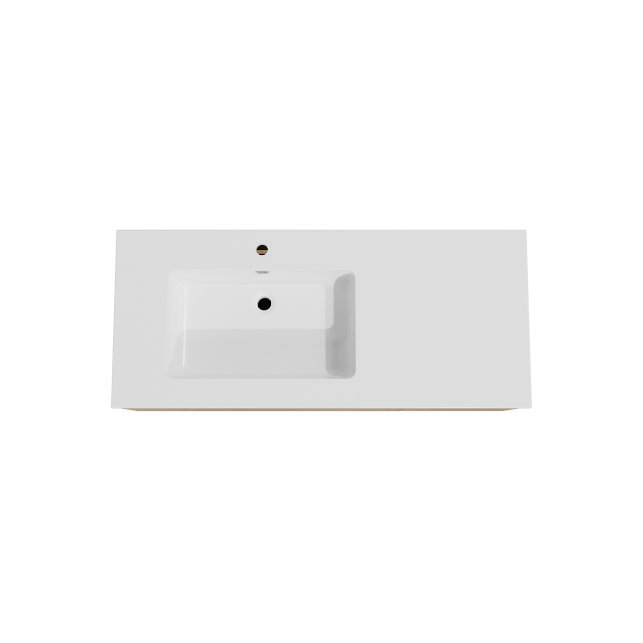 Storke Edge meuble salle de bains suspendu 120 x 52 cm chêne brut avec Diva vasque asymétrique gauche en marbre composite blanc brillant