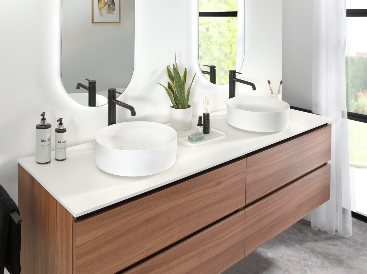 Balmani Fato Aufsatzwaschbecken: Solid Surface, matt, rund, Ø 37,5 cm