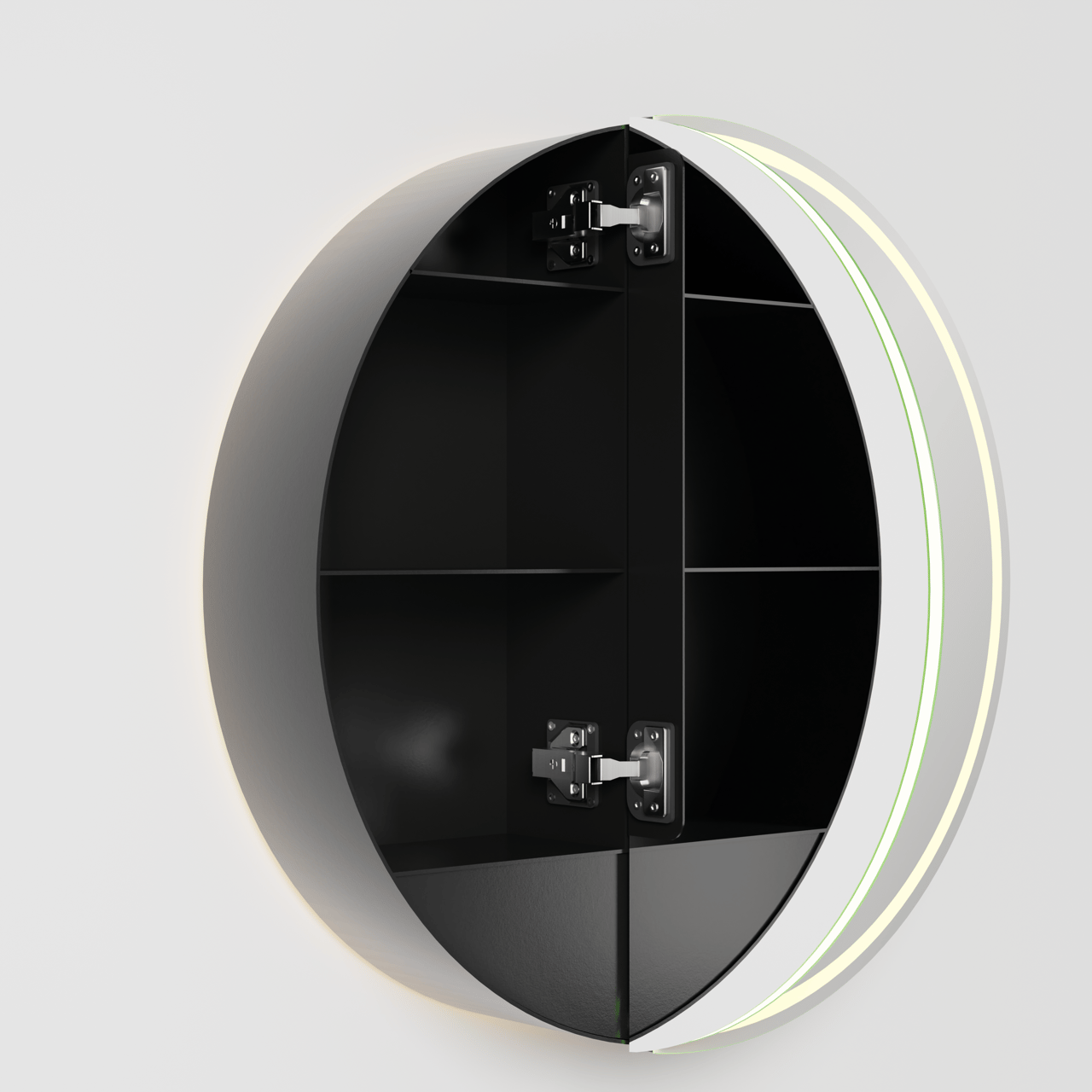 Balmani Mara spiegelkast Rond Ø 60 Mat Zwart met spiegelverlichting en anti-damp