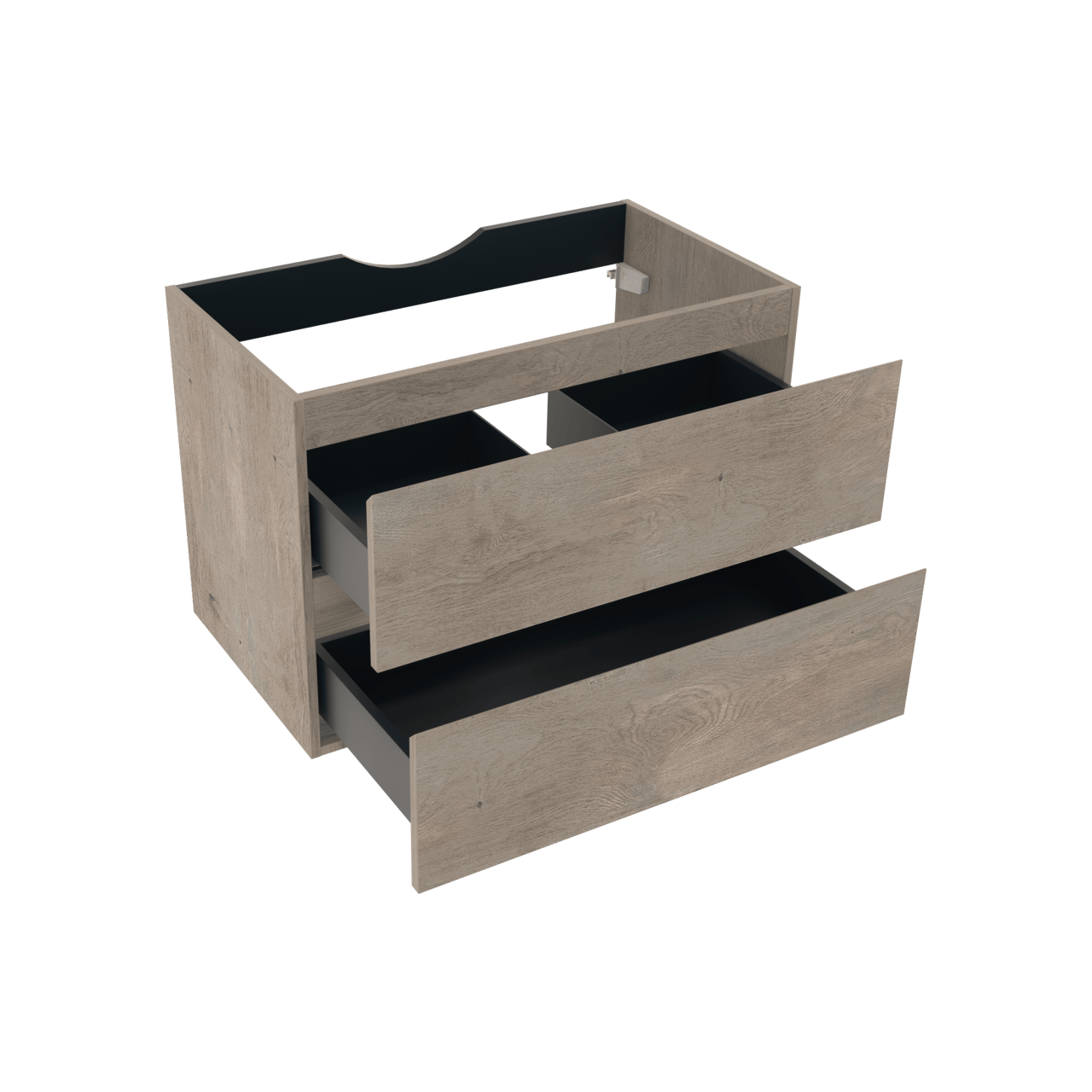 Linie Lado zwevende wastafelonderkast 80 x 46 cm grijze eik 2 lades