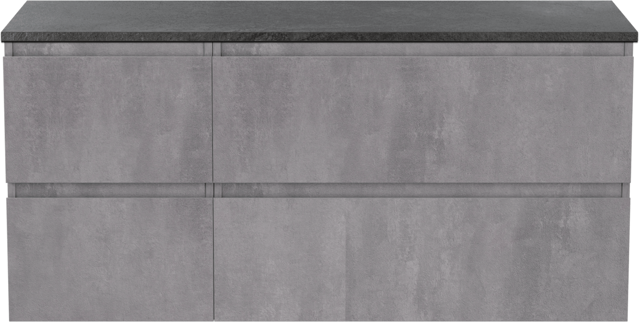 Linie Lado hängendes Möbelstück Set: 120 x 46 cm, Beton dunkelgrau, mit Lado Einzel- oder Doppel Waschtischplatte, Melamin Schiefergrau