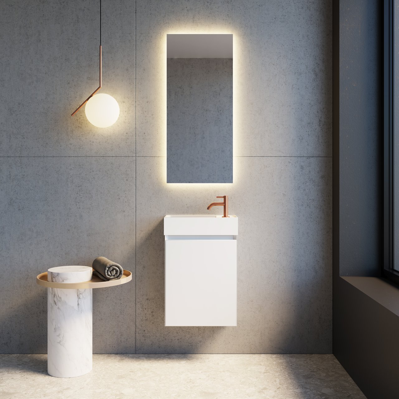 Balmani Mitra zwevende fonteinkast 42 x 21 cm mat wit