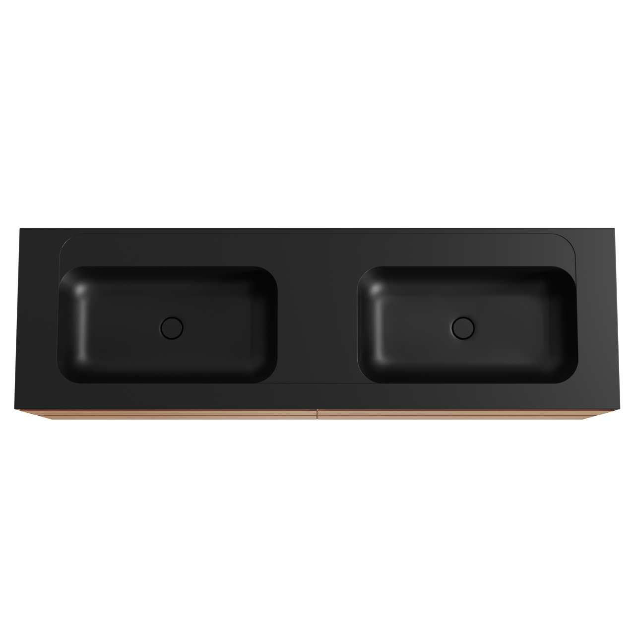 Balmani Mitra meuble salle de bains suspendu 180 x 55 cm teck avec Tablo Strada double vasque en marbre composite noir mat