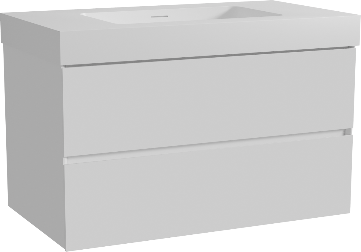 Storke Edge zwevend badmeubel 95 x 52 cm hoogglans wit met Mata High enkele wastafel in solid surface mat wit