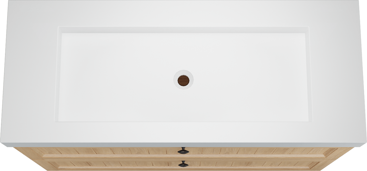 Balmani Lemon staand badkamermeubel 135 x 55 cm, fineer natuur eik met Modus enkele wastafel voor 2 kraangaten in mat wit