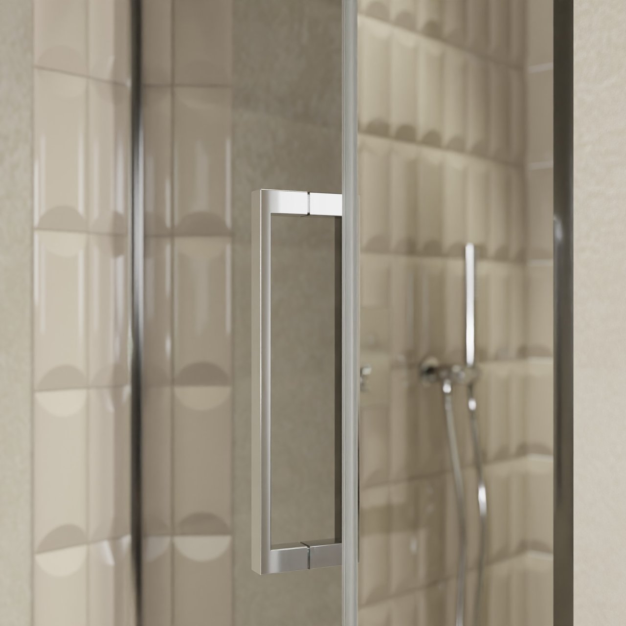 Balmani Senses Design douche draaideur links 90 cm x 210 cm Reflex spiegelglas, Chroom profielen, met coating