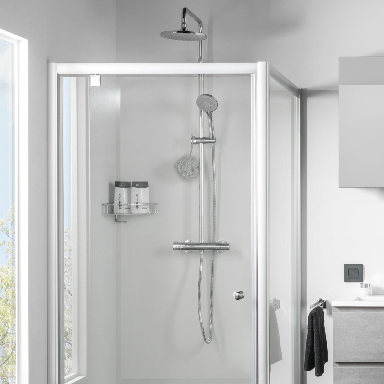 Linie Neptunus 200 colonne de douche de pluie mitigeur thermostatique chrome brillant