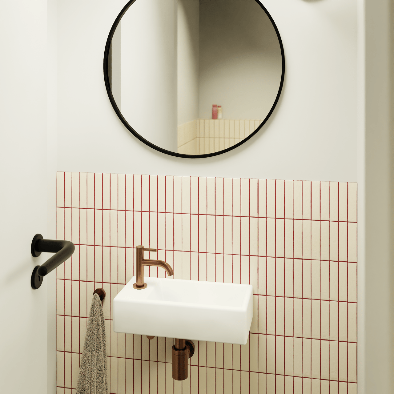 Luca Varess Cubic midi Lave-mains blanc mat Porcelaine gauche 40,5x20cm