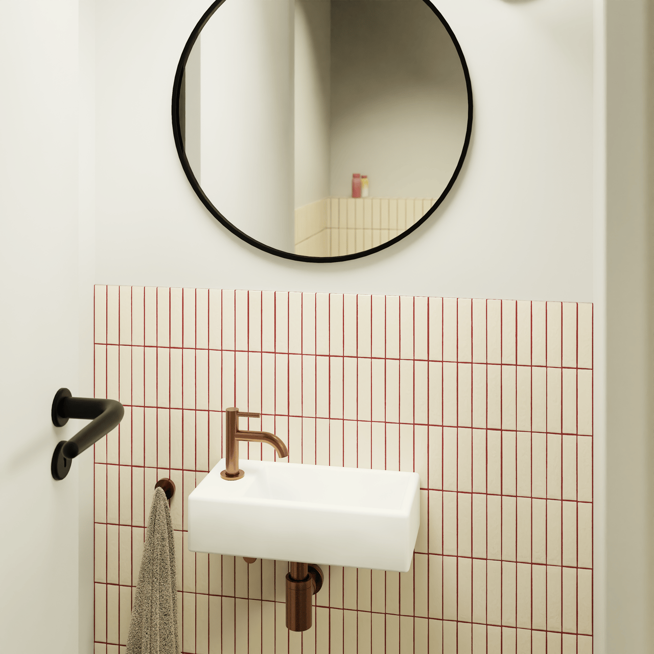 Luca Varess Cubic midi handenwasser Mat Wit Porselein 40,5x20cm links