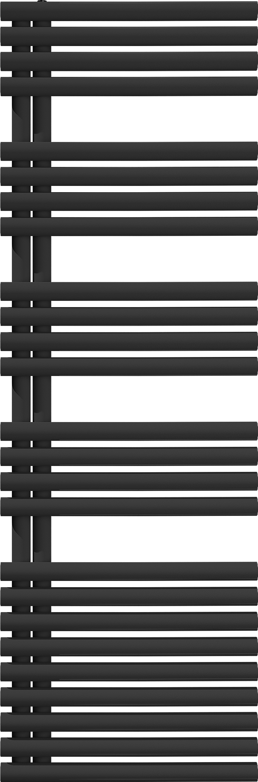 Vipera Avila enkele handdoekradiator 60 x 187cm centrale verwarming mat zwart middenaansluiting 1331W