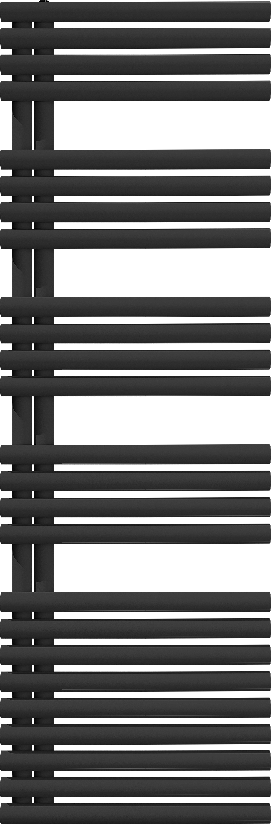 Vipera Avila enkele handdoekradiator 60 x 187cm centrale verwarming mat zwart middenaansluiting 1331W