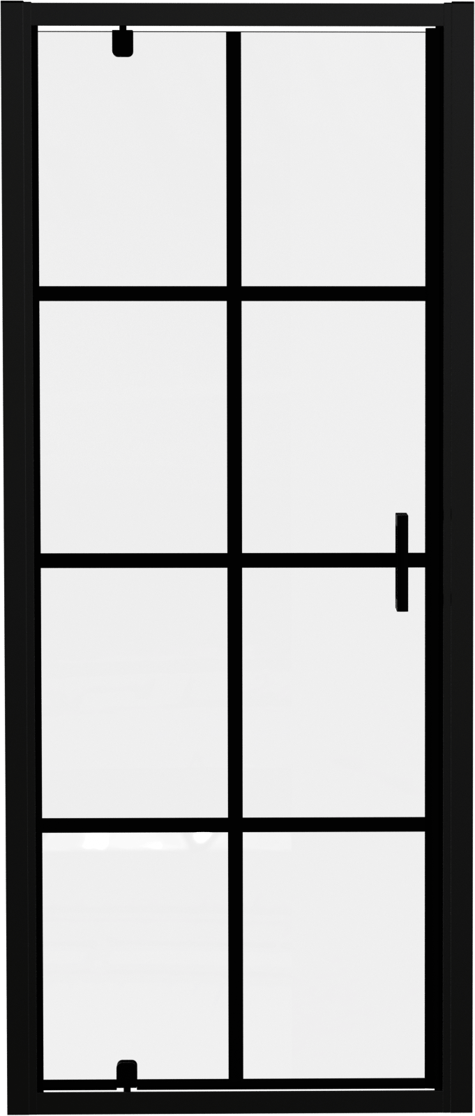 Luca Varess Vidor Duschtür: Drehtür, 80 x 190 cm, Square Glas, Schwarzes Profil, matt