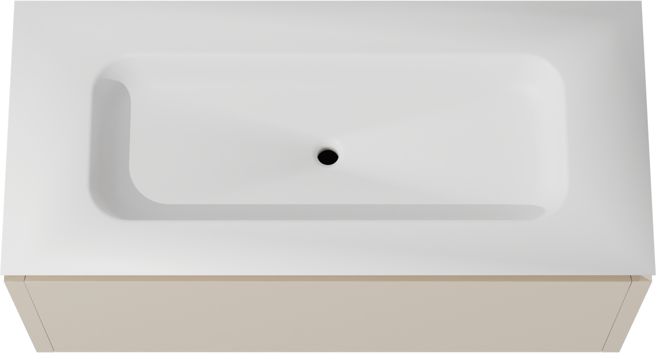 Balmani Eclips hängendes Möbelstück Set: 120 x 55 cm, Sandbeige, mit Eclips Einzelwaschtisch Solid Surface Weiβ matt