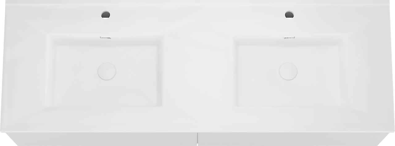 Storke Edge meuble salle de bains suspendu 150 x 52 cm blanc brillant avec Kera double vasque en porcelaine blanc brillant, bondes incluses