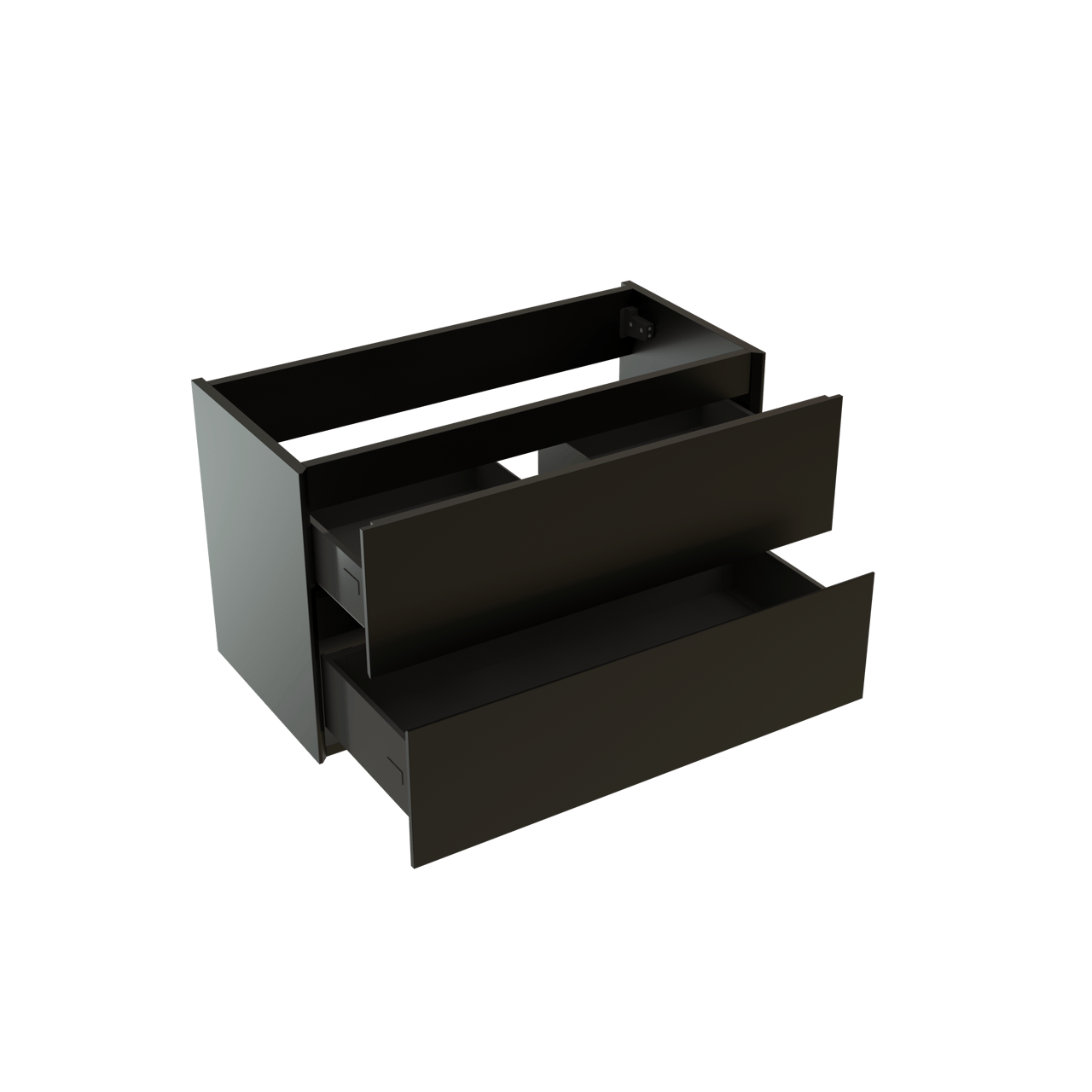 Storke Edge hängender Waschbeckenunterschrank: 80 x 40 cm, Schwarz Matt, 2 Schubladen