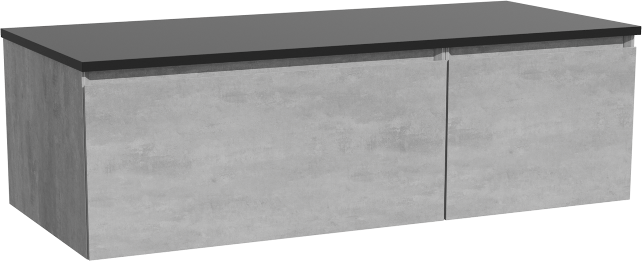 Storke Edge meuble salle de bains suspendu 120 x 52 cm béton gris foncé avec Panton tablette simple ou double en mdf enduit de poudre noir mat