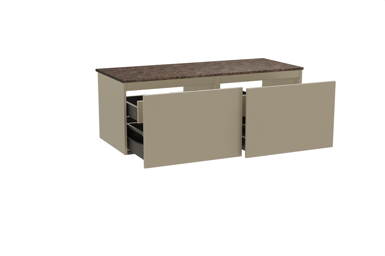 Balmani Sfera hängendes Möbelstück Set: 135 x 55 cm, Dune, mit Stretto Einzel- oder Doppel Waschtischplatte, Marmor Dark Emperador