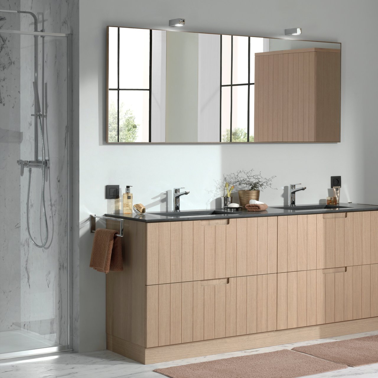 Balmani Adagio colonne salle de bains a poser chêne vieilli 45 x 35 x 197 cm