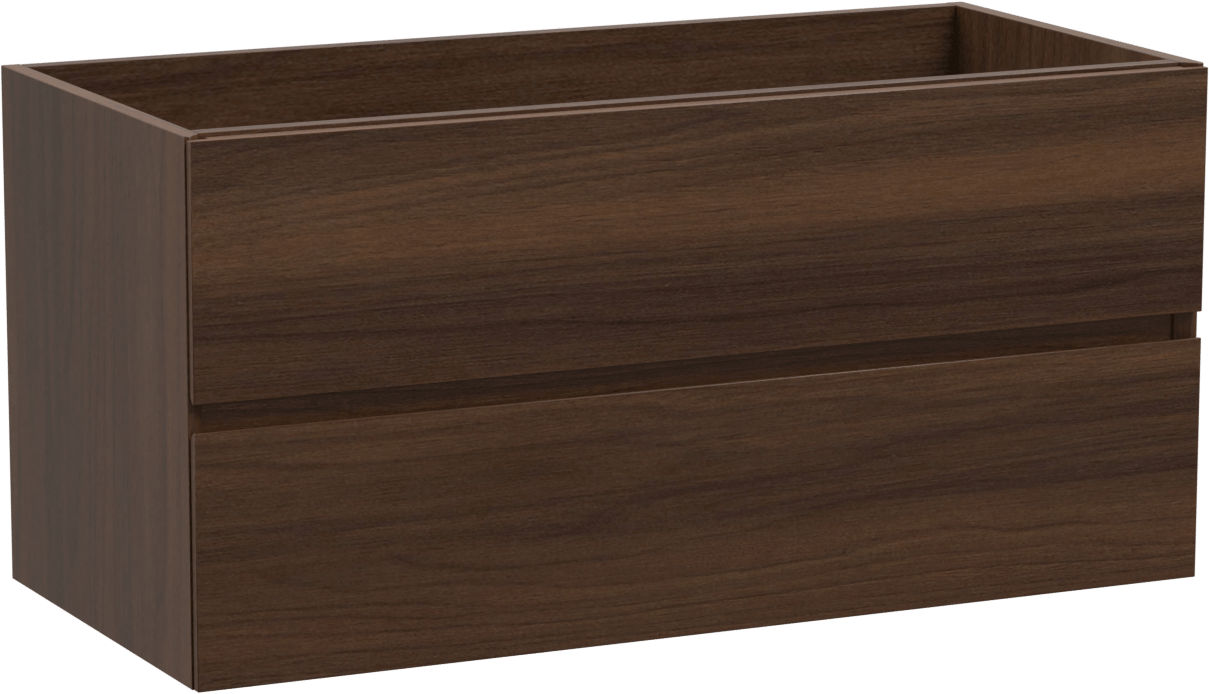 Storke Edge zwevende wastafelonderkast 100 x 46 cm notenhout 2 lades