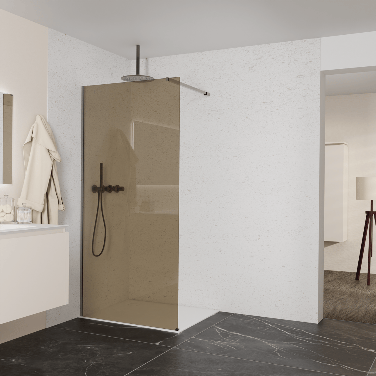 Balmani Modular inloopdouche: 100 x 200 cm, Brons glas, Brushed GunMetal profielen