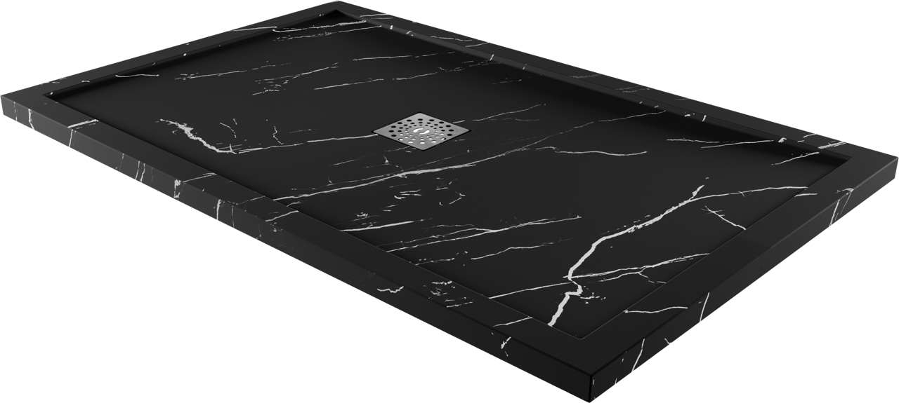 Linie Lido receveur de douche 140 x 90 cm marbre composite aspect marbre noir texture ardoise