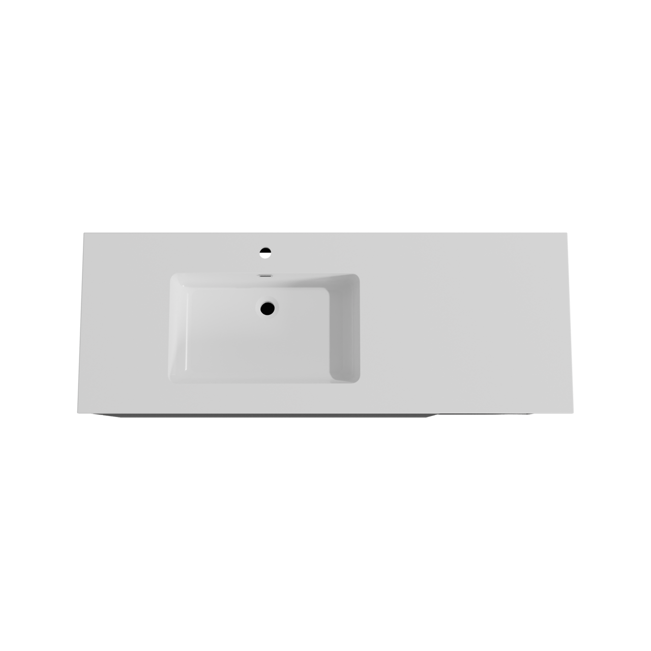 Storke Edge zwevend badkamermeubel 140 x 52 cm mat zwart met Diva asymmetrisch linkse wastafel in composietmarmer glanzend wit