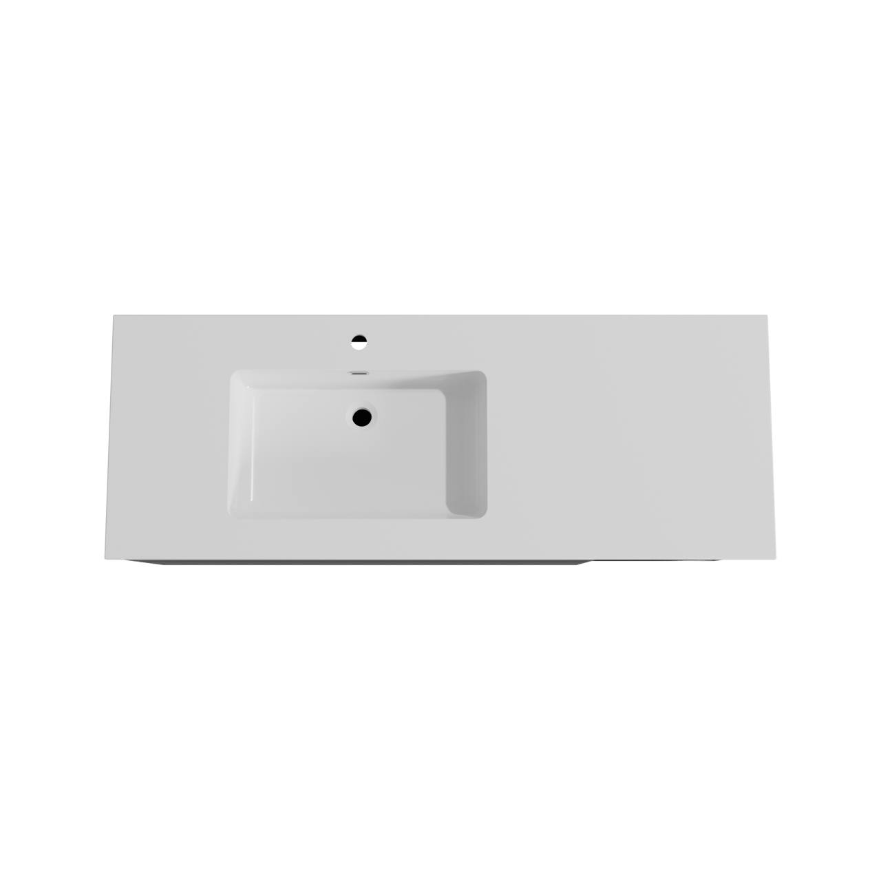 Storke Edge zwevend badmeubel 140 x 52 cm mat zwart met Diva asymmetrisch linkse wastafel in composietmarmer hoogglans wit